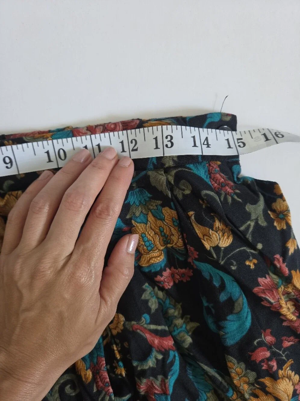 VTG multi-color floral A-line midi skirt autumn dark academia whimsigoth sz 14